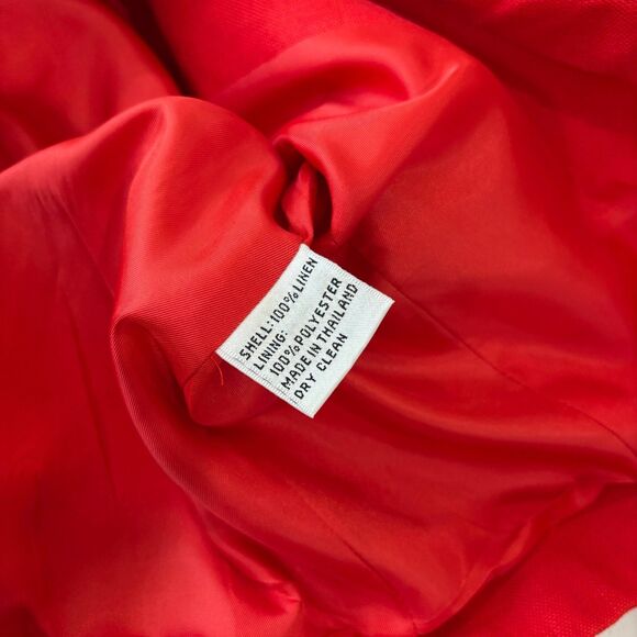 VTG Talbots Irish Linen Blazer Jacket Red 8 Career Lightweight Spring Classic - Picture 7 of 9